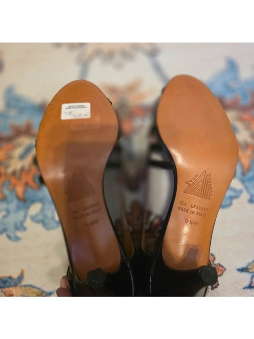Vintage Evan-Picone Made in Italy Black Leather d'Orsay Peep Toe Heels Size 5.5M - Picture 9 of 10